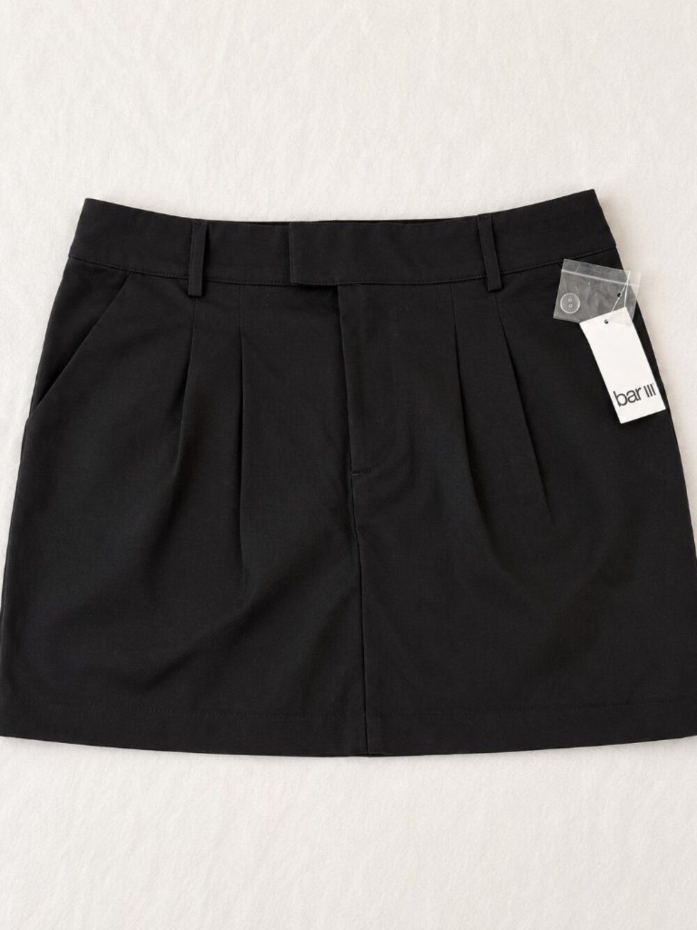 Bar III Glam Utility Black Tailored Pleated Skirt NWT Size Small